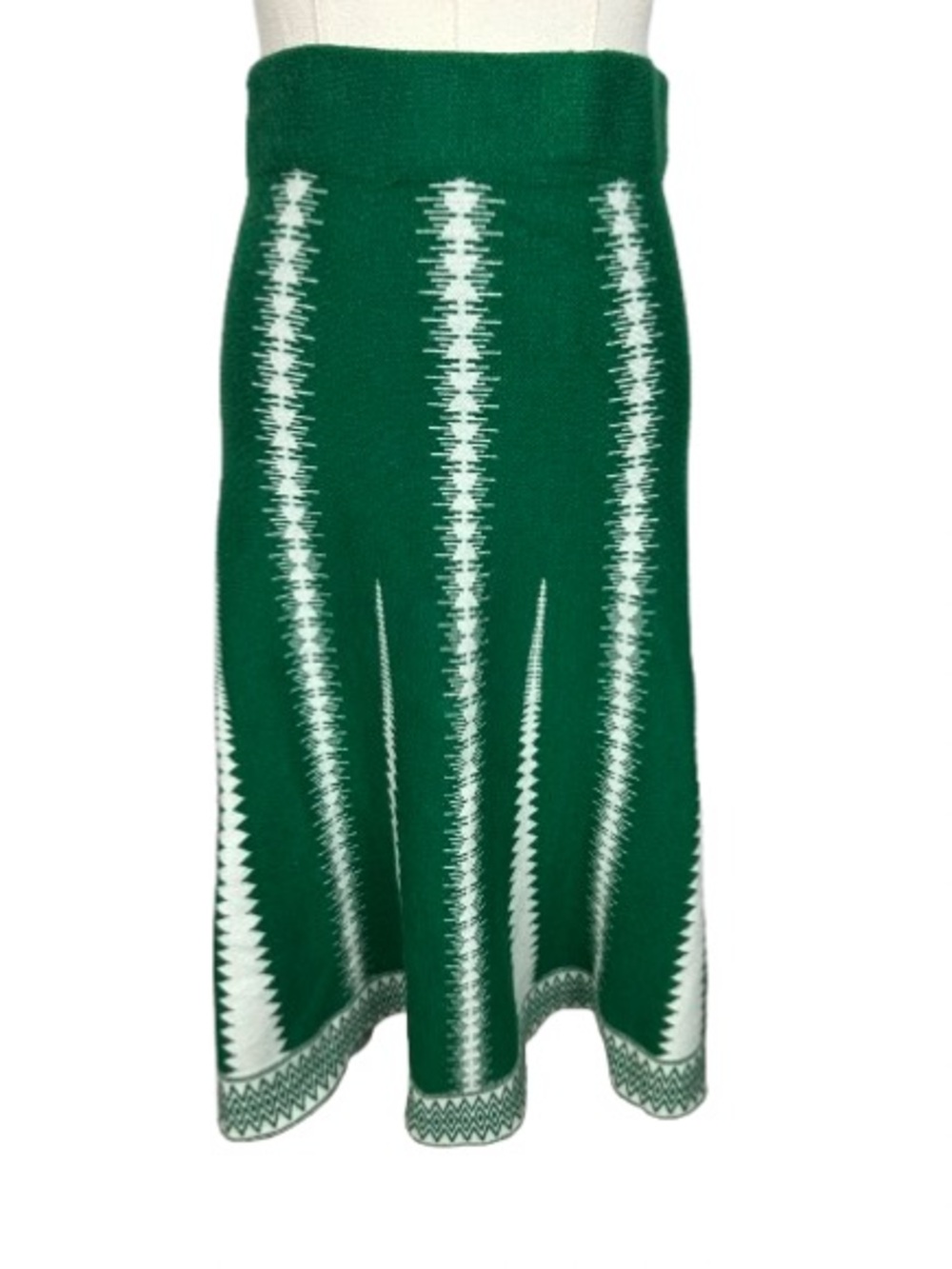 SHEIN Green and White Knit Midi Skirt Size M